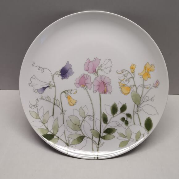 Tivoli By Shafford Pedestal Cake Stand Sweet Pea Pattern 1985 Floral Garden 80s - Picture 1 of 7